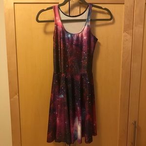 Space Galaxy Print Short Mini Skater Dress XS